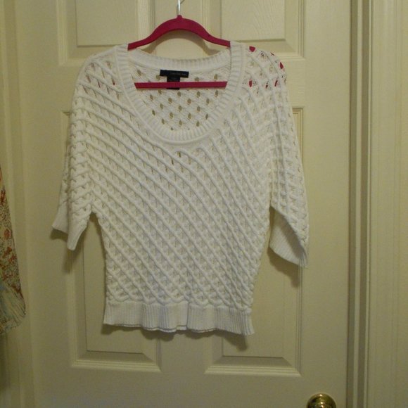 Calvin Klein Jeans White 100% Cotton Top 3/4 Sleeve Small CK - Picture 2 of 9